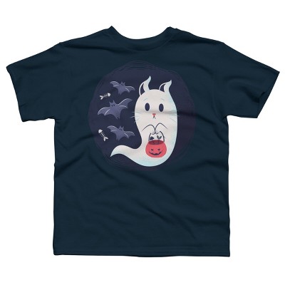 Boy's Design By Humans halloween ghost cat By ArtStyleAlice T-Shirt