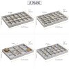 Set of 4 Stackable Velvet Jewelry Trays, Drawer Organizer & Display Case for Earrings, Necklaces, Bracelets and Rings, Grey - 2 of 4