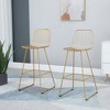 HOMCOM Modern Bar Stools, Metal Wire Bar Height Barstools, 30" Seat Height Bar Chairs for Kitchen with Back and Footrest, Set of 4, Gold - 2 of 4