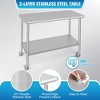 Stainless Steel Prep Table 48 x 24 Inch, NSF Heavy Duty Commercial Kitchen Table with 4 Wheels and Under Shelf - 2 of 4