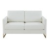 LeisureMod Lincoln Mid-Century Modern Upholstered Faux Leather Loveseat with Gold Frame - 3 of 4