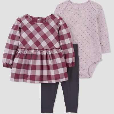 Image of Carter's Just One You® Baby Girls' Gingham Top & Bottom Set - Purple 3M
