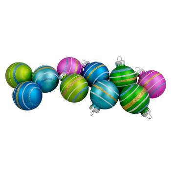 Northlight 10ct Green and Blue Matte Glass Christmas Ball Ornaments 1.75" (45mm)