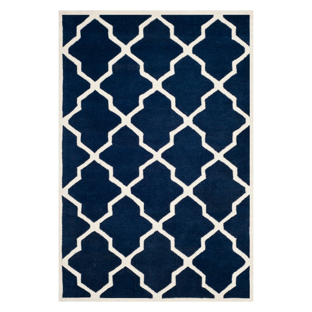 3'x5' Billie Quatrefoil Design Tufted Accent Rug Dark Blue/Ivory - Safavieh