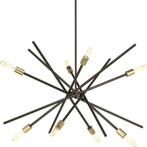 Progress Lighting Astra 8-Light Chandelier, Antique Bronze, Steel, Space-Age Design, Satin Brass Finish, No Shade - 1 of 4