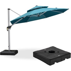 PURPLE LEAF 10/11/12/13ft Outdoor Patio Cantilever Umbrella with Base Offset Umbrella 360 Degree Rotation Round Umbrella for Deck Pool Garden - 1 of 4