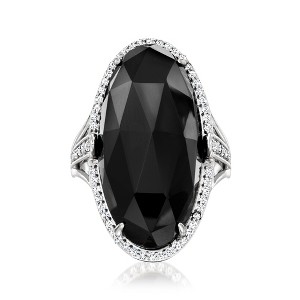 Ross-Simons Onyx Ring With .50 ct. t.w. White Topaz in Sterling Silver Size 5 - 1 of 4