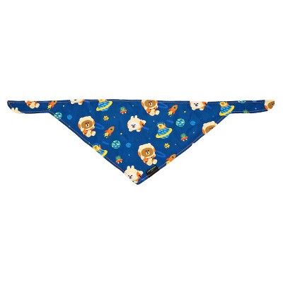 ZippyPaws LINE Friends Dog Bandanas - Cute Summer Dog Stuff, Puppy & Dog Accessories, Dog Birthday Blue Bandana for Girl & Boy - Brown's Space Odyssey