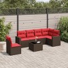vidaXL 7 Piece Patio Sofa Set with Cushions Brown Poly Rattan - 2 of 4