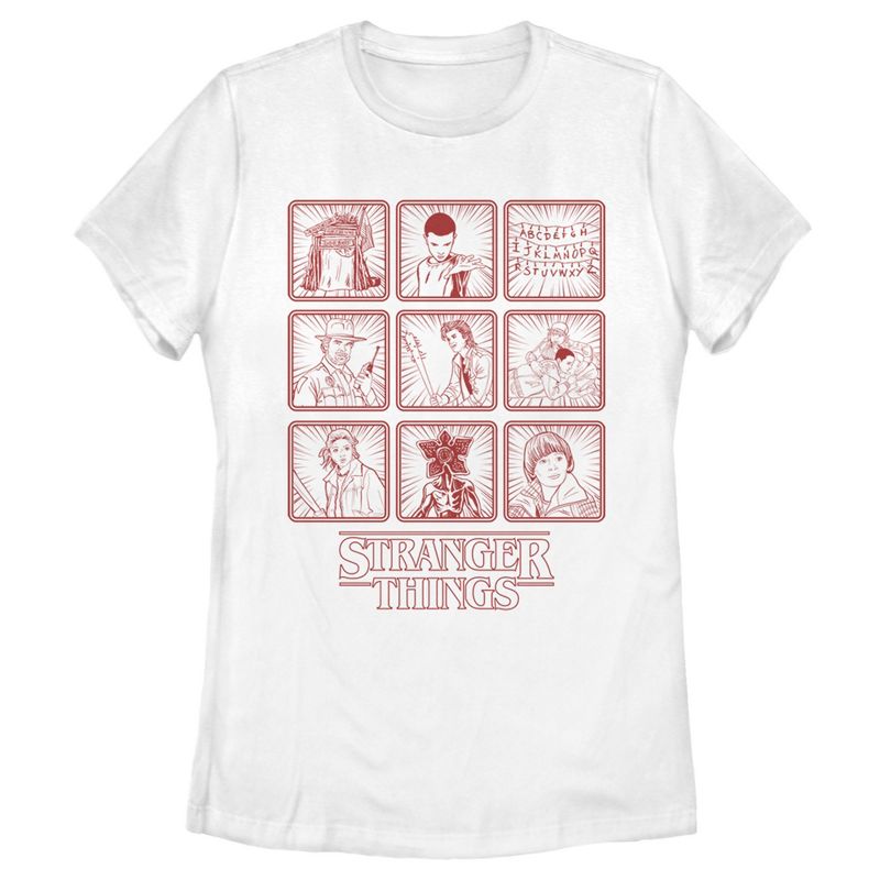 Women's Stranger Things Line Art Box Up T-Shirt, 1 of 5