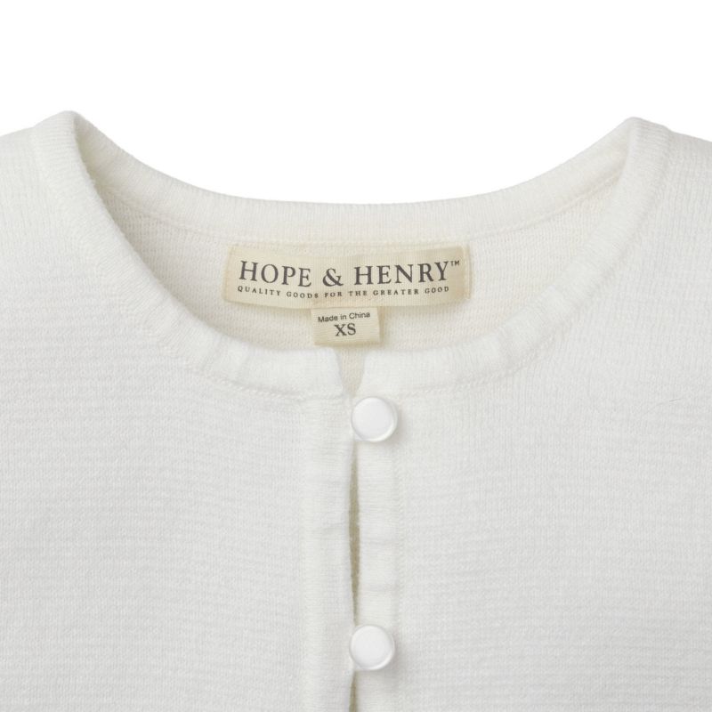 Hope & Henry Girls' Cropped Curved Hem Cardigan, Kids, 3 of 6