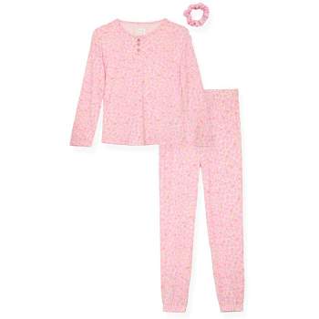 Sleep On It Girls 2-Piece Hacci Pajama Set with Matching Scrunchie
