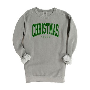 Simply Sage Market Women's Garment Dyed Graphic Sweatshirt Christmas Vibes Varsity - 1 of 2
