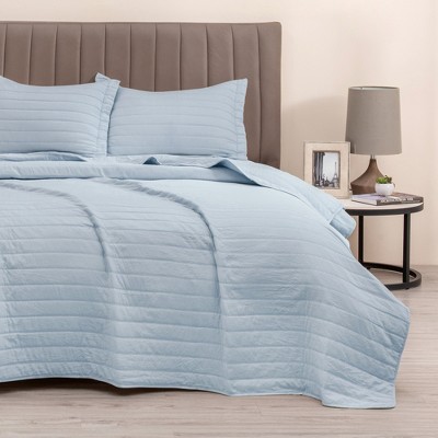 Great Bay Home Channel Stitch Modern Ribbed Reversible Quilt Set With Shams
