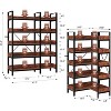 5-Tier Reversible L-Shaped Corner Bookshelf – Industrial Wood & Metal Frame with Adjustable Feet (Rustic Brown) - 2 of 4