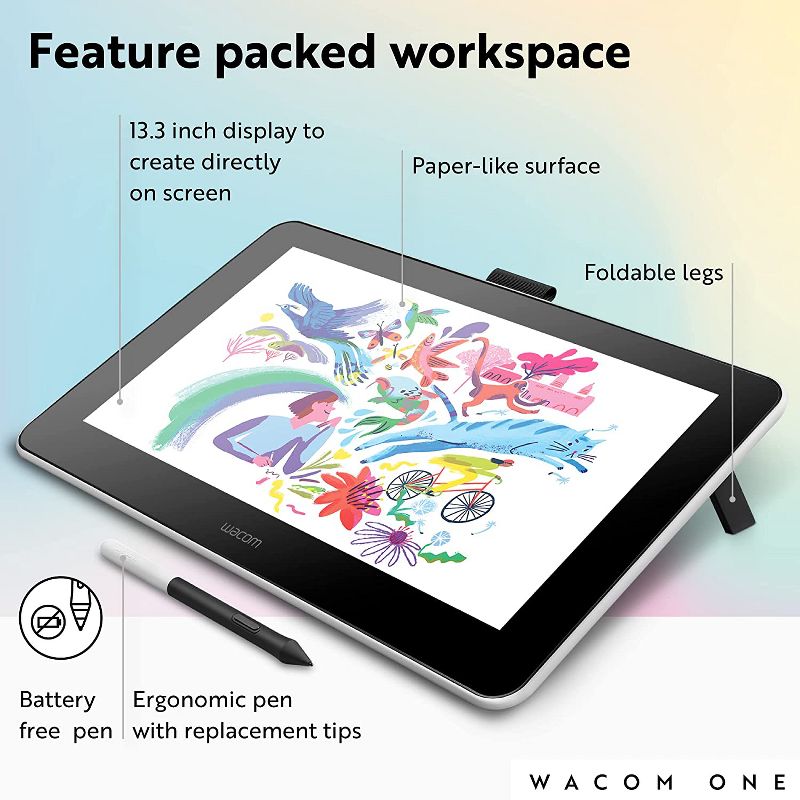 Wacom One HD Creative Pen Display, Drawing Tablet With Screen, 13.3" Graphics Monitor ( WCMONETAB13OB), 4 of 9