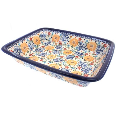 Blue Rose Polish Pottery Butterfly Lasagna Dish