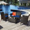 Costway 4PCS Rattan Patio Furniture Set Cushioned Sofa Chair Coffee Table - 2 of 4