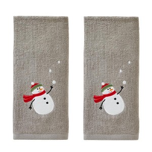 SKL Home Saturday Knight Ltd Snowman With Snowballs Hand Towel - (2-Pack) - 16x25", Gray - 1 of 2