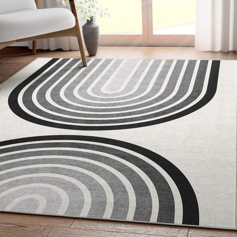 Well Woven Geometric Modern Flat-Weave Area Rug - Dark Curves - For Living Room, Dining Room and Bedroom, 2 of 8