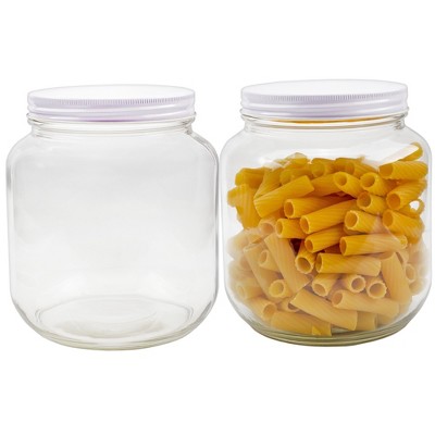 Cornucopia Brands 64oz Clear Wide-Mouth Glass Jar w/ Metal Lid; 2 Quart Food Storage Jar