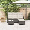 vidaXL 3 Piece Patio Sofa Set with Cushions L-shaped Couch Set Poly Rattan - Black and Cream - 3 of 4