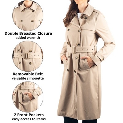 Женские куртки Alpine Swiss Carla Womens Waterproof Rain Trench Coat Long Rain Jacket Lightweight Raincoat Double Breasted Overcoat KHK L — фото 3