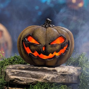 Tekky Toys 7 in Animated Flaming Burlap Pumpkin Decoration - Orange - 1 of 3