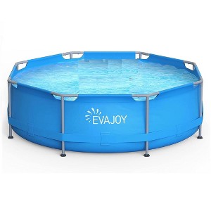 EVAJOY 10ft X 30in Metal Frame Above Ground Swimming Pool with Steel Frame Blue - 1 of 3