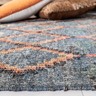 Gray and Gold Handwoven Wool Kilim Area Rug