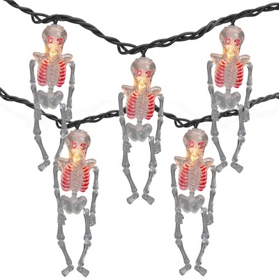 Northlight 10ct Skeleton Halloween Lights - 7.5ft Black Wire