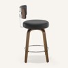 Bekrvio 26" Swivel Counter Height Bar Stools, Faux Leather Upholstered with Back, Walnut Wood Legs, Mid Century Kitchen Island Counter Chairs - 4 of 4