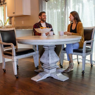 Montecito 51" Round Driftwood Finish Poker & Dining Table Set