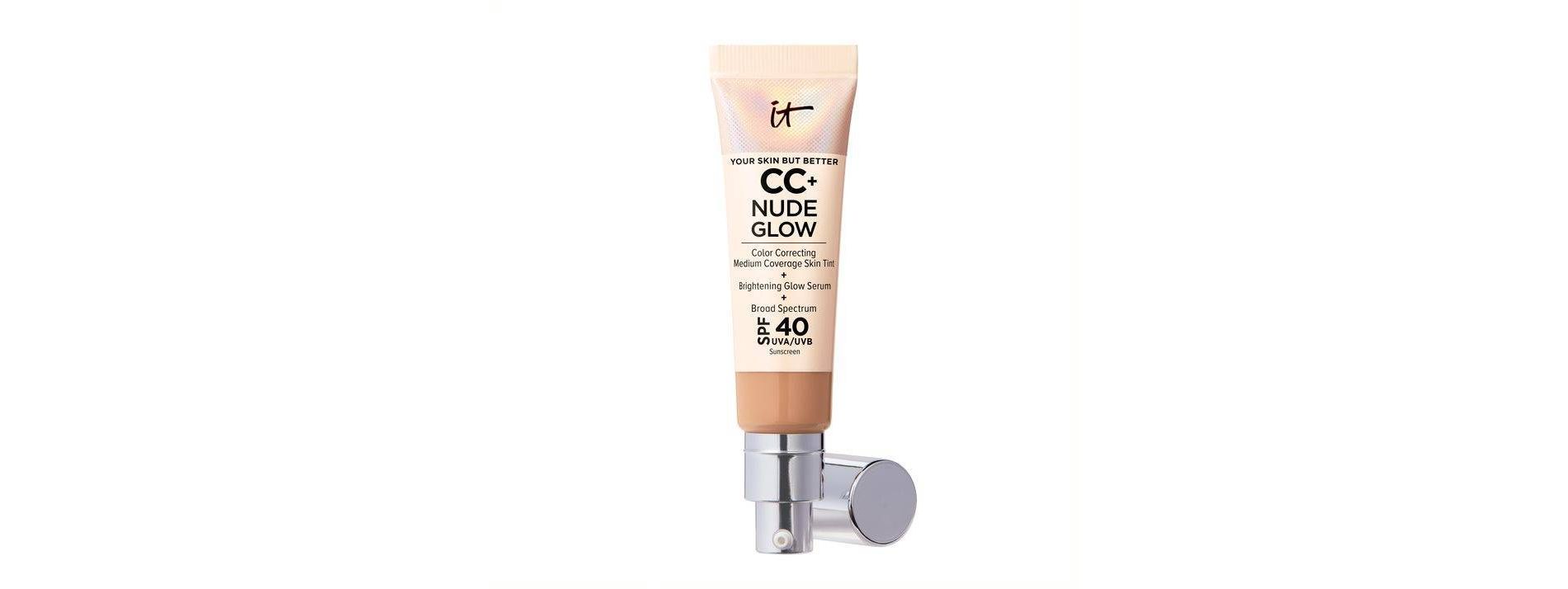 IT Cosmetics Your Skin But Better CC Cream Nude Glow SPF: Anti-Aging, Color Correction, Hyaluronic Acid, 1.08 fl oz