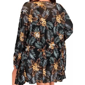 Plus Size Women's Printed Swimwear Set 3-Piece Bathing Suit with Cover Up - 1 of 4