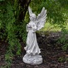 Northlight 13" Weathered Gray Serene Angel with Dove Outdoor Garden Statue - 2 of 4