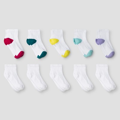 Girls 10pk Ankle Athletic Socks Cat Jack White S