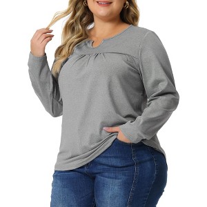 Agnes Orinda Women's Plus Size Long Sleeved Loose Casual Tunic Blouses - 1 of 4