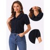 Allegra K Women's Chambray Peter Pan Collar Puff Sleeve Vintage Blouse - 2 of 4