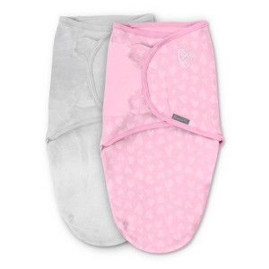 SwaddleMe by Ingenuity Velboa Original Swaddle Wrap - 0-3 Months - Small-Medium - 2pk - Pink Hearts - 1 of 4