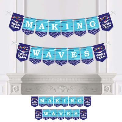 Big Dot of Happiness Making Waves - Swim Team - Swimming Party Bunting Banner - Party Decorations - Making Waves