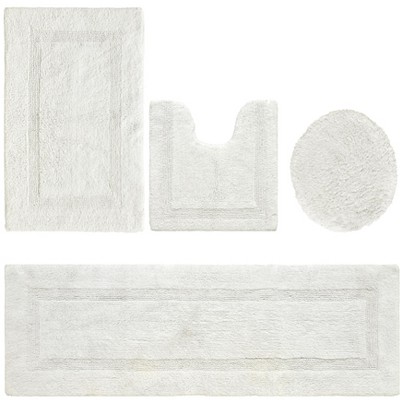 Lux Premium 100% Cotton Tufted Solid Reversible 4 Piece Bath Rug Set – Ultra-Soft, Water-Absorbent, Durable, Machine Washable Bathroom Rug