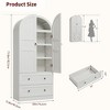Coolmee 71 Inch Tall Arched Bookcase Cabinet, Wood Bookshelf with Doors & Drawers, Large Display Cabinet with Storage for Office Living Room - 2 of 4