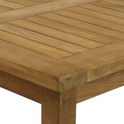Sunnydaze Light Brown Teak Square Outdoor Dining Table