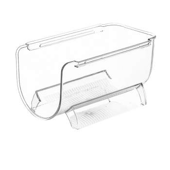 Essentials Clear Plastic 3-Compartment Storage Trays with Lids, 8x3x2 in.