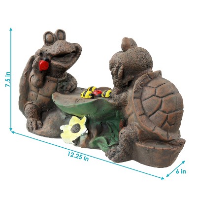 Sunnydaze 7.5-Inch Brown Concrete Turtle Tic Tac Toe Garden Statue