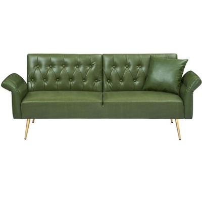 NicBex 61.4 Inch Faux leather Sofabed,Convertible Sofa with Adjustable Arms and Backrest for Living Room,Office,Apartment