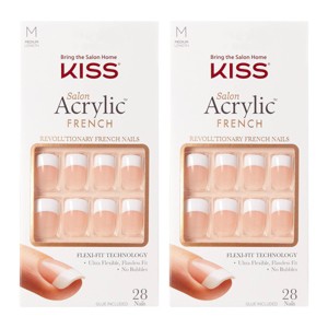 KISS Salon Acrylic French Nail Kit - Rumor Mill - 2pk - 56ct - 1 of 4