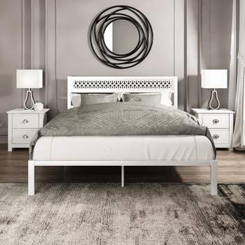 Galano Candence Metal Frame Queen Platform Bed in Black, White