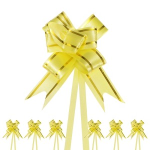 Unique Bargains Plastic Gold Edge PP Plastic Glossy Appearance Gift Wrap Satin Pull Bows 200 Count - 1 of 4